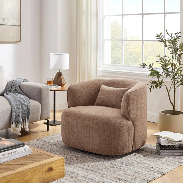 Bernado 31.1'' Wide Fabric Swivel Barrel Chair | Wayfair North America