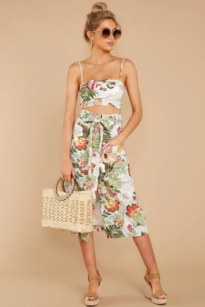 Toast To The Coast Green Tropical Print Two Piece Set | Red Dress 