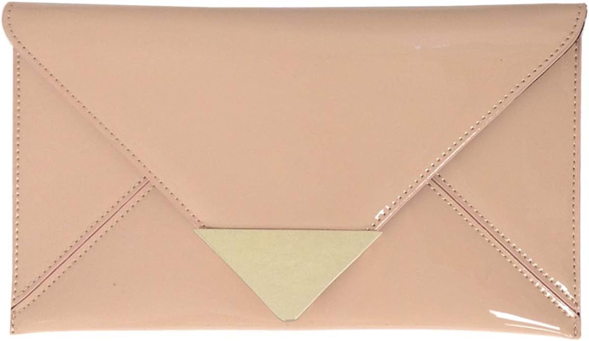 JNB Faux Patent Leather Glossy Envelope Clutch | Amazon (US)