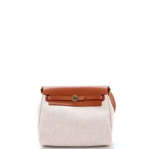Pre-Owned Hermes Herbag Zip Toile and Leather 20 in Metallic Gold at Nordstrom, Size X-Small | Nordstrom