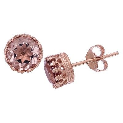 6mm Round-cut Morganite Quartz Crown Stud Earrings in Rose Gold Over Silver | Target