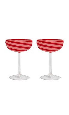 Fazeek Swirl Coupe Glasses Set Of 2 in Red & Pink from Revolve.com | Revolve Clothing (Global)