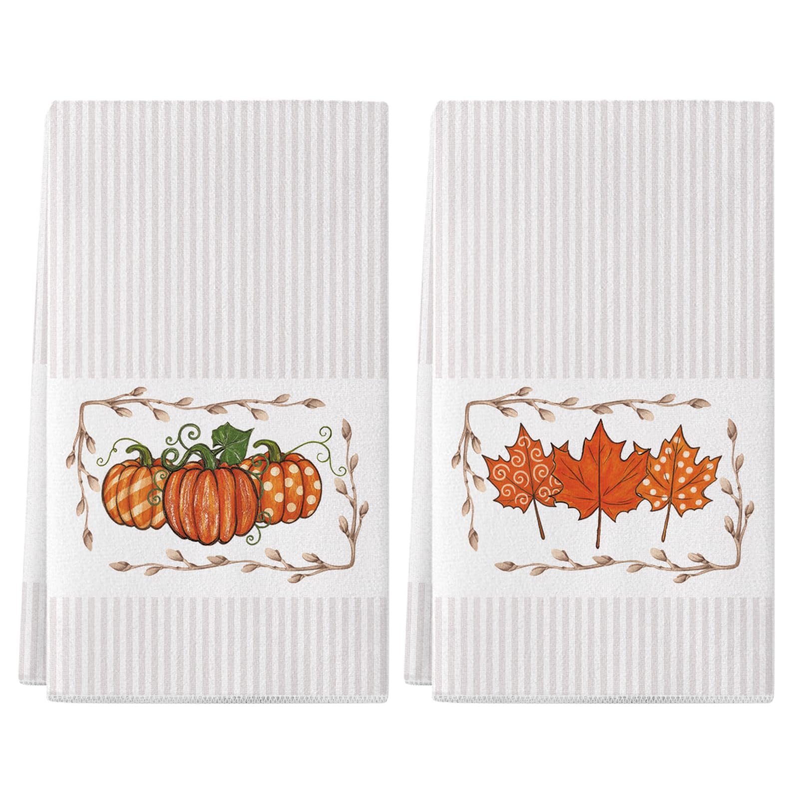 Siilues Fall Kitchen Towels 18x26 Inch Set of 2, Leaves Pumpkins Hand Towels Fall Decorations for... | Amazon (US)