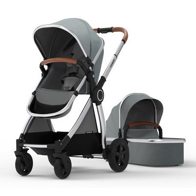Mompush Ultimate 2 Full Size Stroller with Bassinet - Gray Fabric Silver Frame | Target