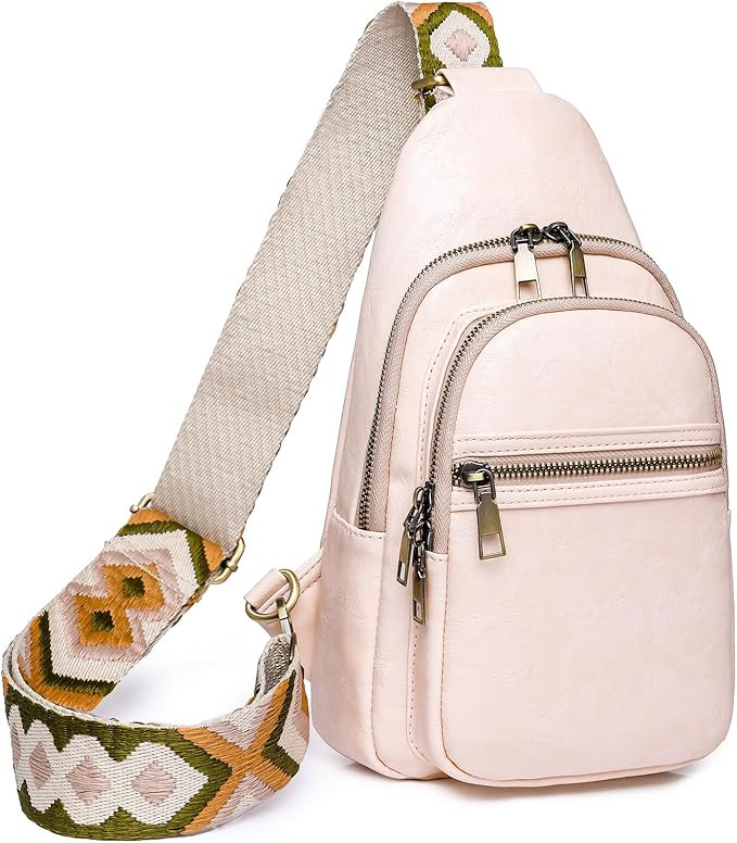 KFXFENQ Sling Bag for Women PU Leather Sling Bag Small Crossbody Sling Backpack Multipurpose Ches... | Amazon (US)