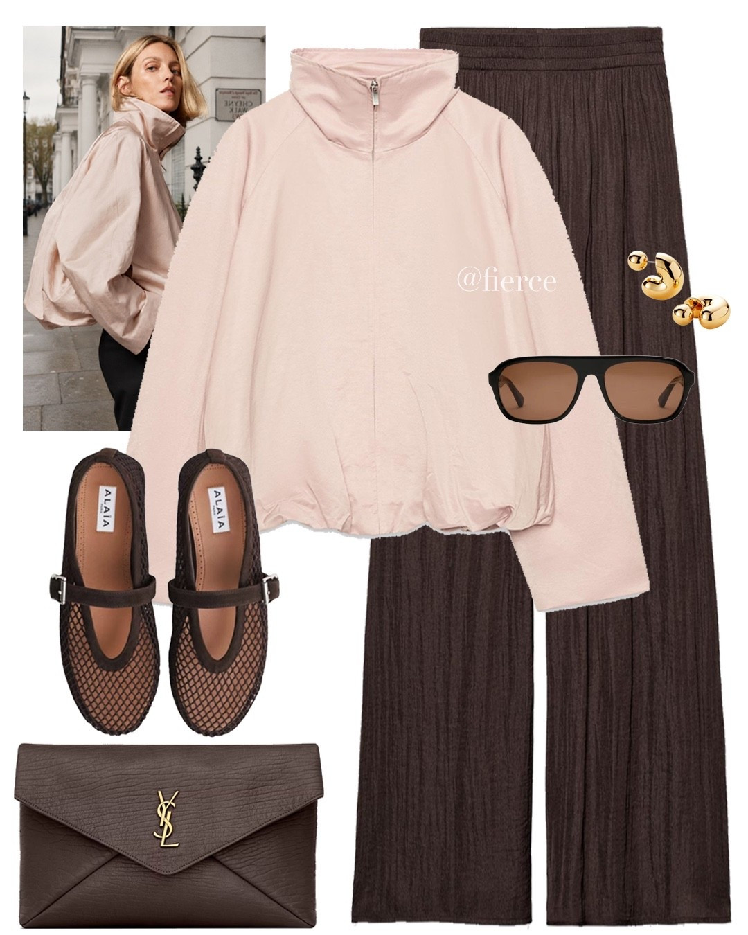 Chocolate brown pants pink jacket brown fishnet flats Ysl clutch

#LTKuk #LTKsummer #LTKeurope