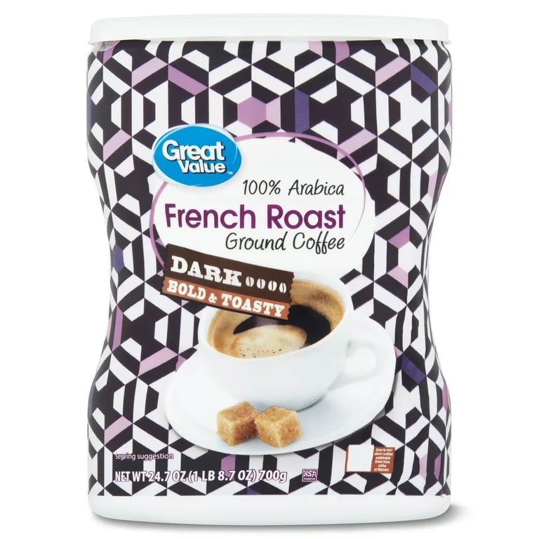 Great Value 100 % Arabica French Roast Ground Coffee, Dark Roast, 24.7 oz | Walmart (US)