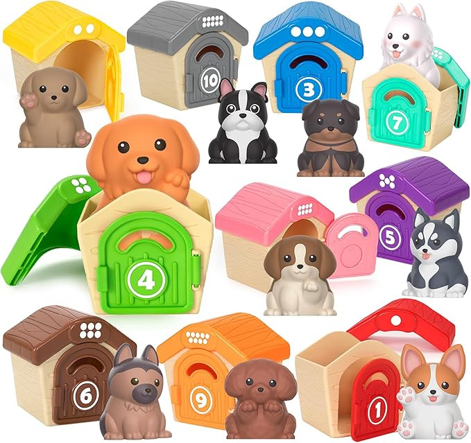 Aigybobo Learning Toys for Toddlers 1 2 3 Year Old, 20 Pcs Pet Dog Toys for Kids, Animal Counting... | Amazon (US)
