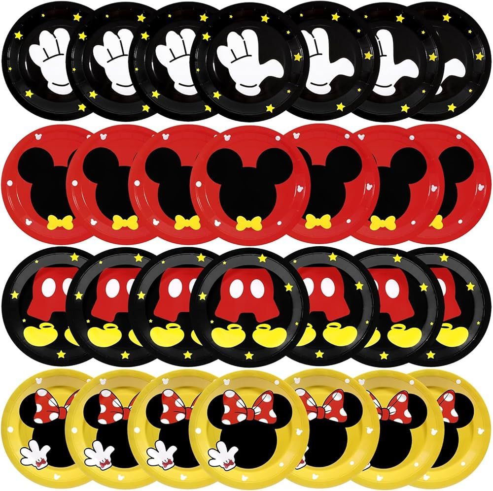 mouse birthday party Supplies-40PCS Mouse Paper Plates for Mickey Mouse Themed 1st, 2nd, 3rd Birt... | Amazon (US)