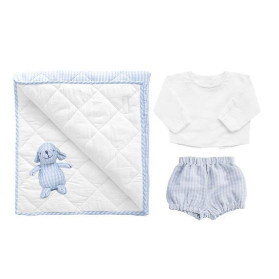 Louelle Newborn Essential Gift Set – Pale Blue Gingham | The Tot