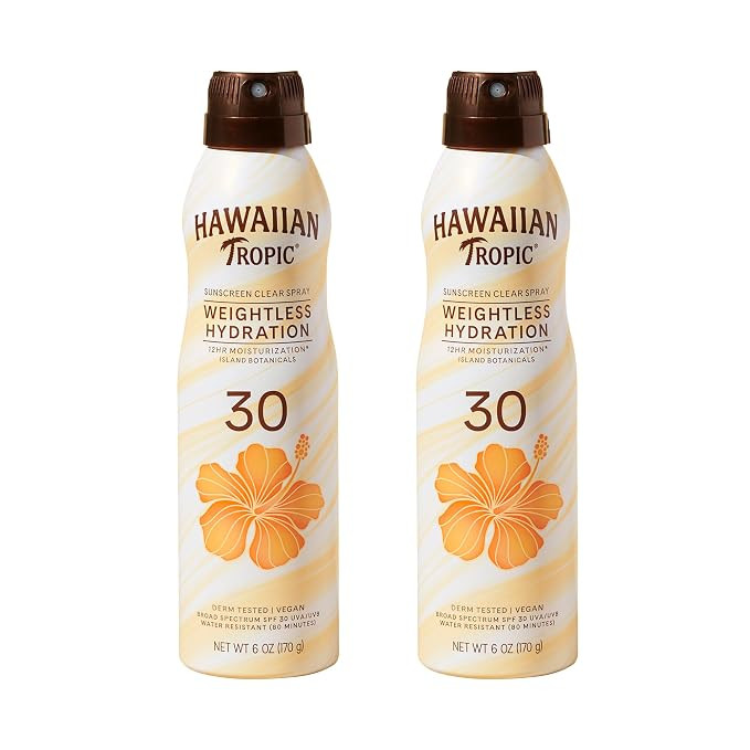 Hawaiian Tropic Weightless Hydration SPF 30 Sunscreen Spray, 6 Oz (2 Pack) | Amazon (US)
