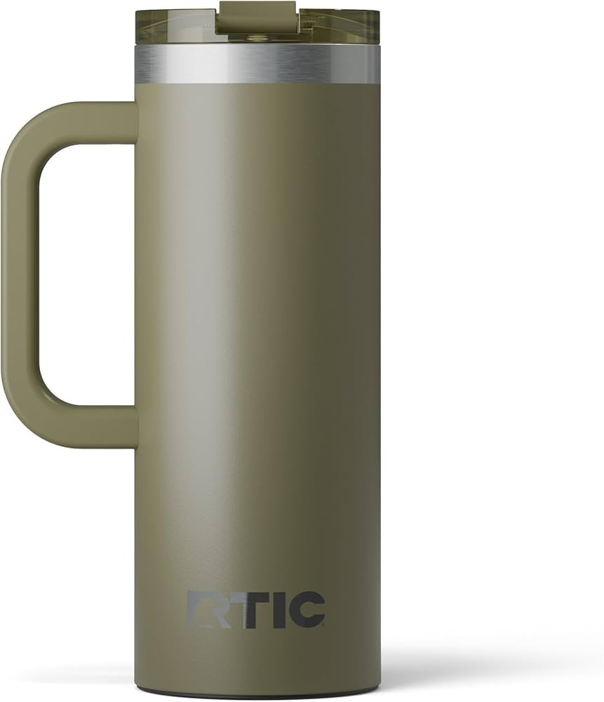 RTIC 20oz Road Trip Travel Mug with Lid and Handle, Ceramic Lined, Insulated, Stainless Steel, Me... | Amazon (US)