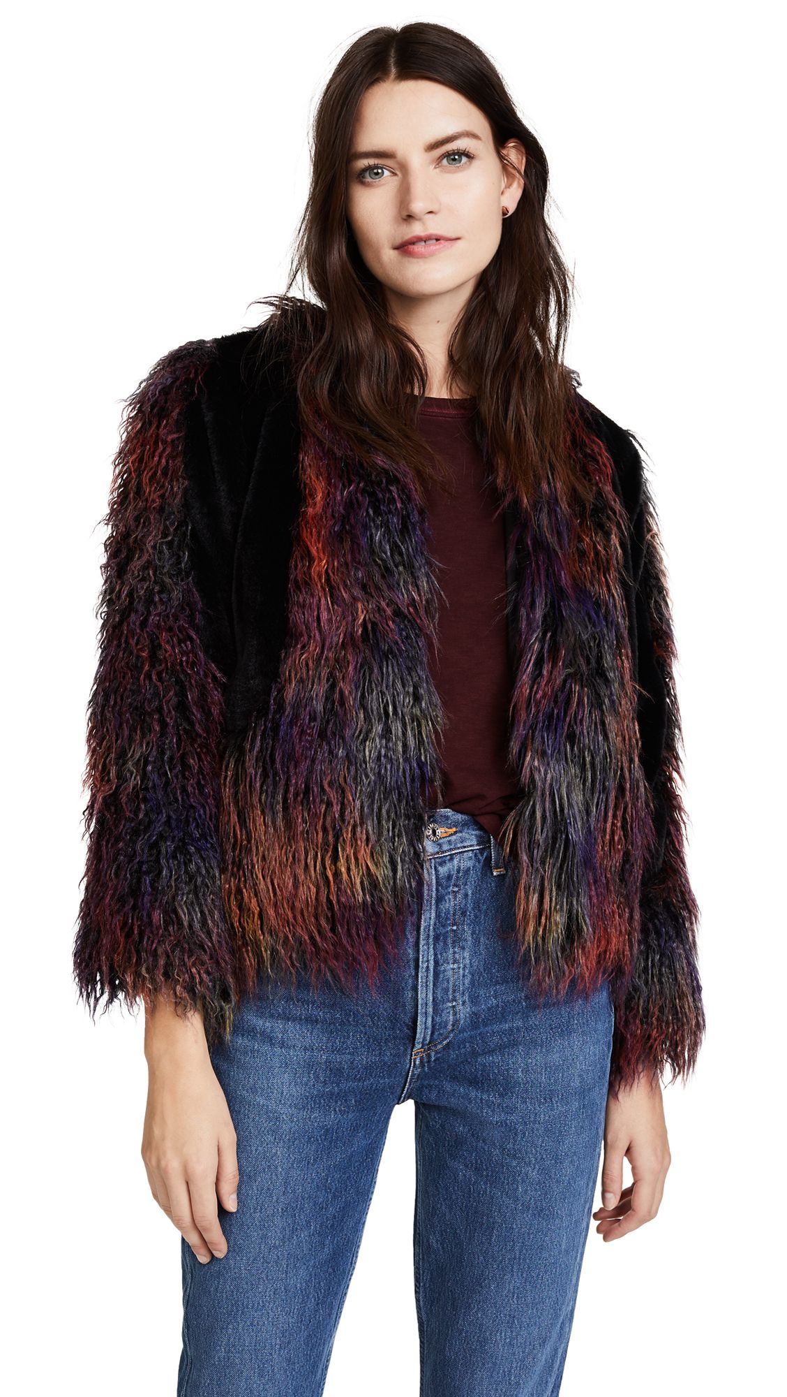 Anna Sui Rainbow Mongolian Faux Fur Jacket | Shopbop