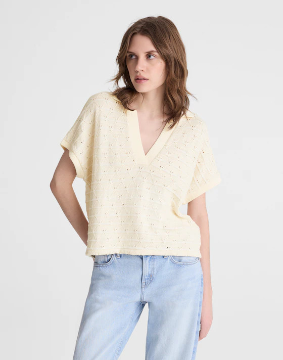 Diamond-Knit Relaxed Polo Shirt | Madewell
