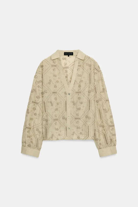 SHIRT WITH CUTWORK EMBROIDERY | Zara NL
