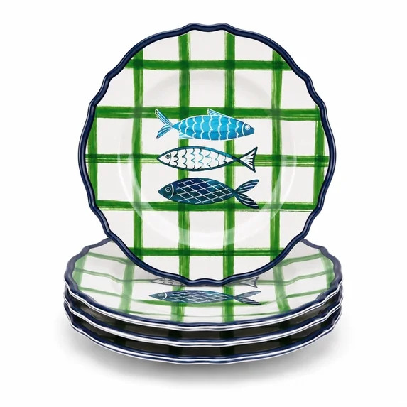 Beautiful Sardine Multi-Color Bamboo Melamine 9 in Salad Plates, 4 Count by Drew Barrymore | Walmart (US)