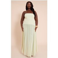Plus Sage Bandeau Chiffon Pleated Maxi Dress | PrettyLittleThing US