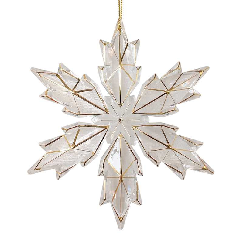 Crosby St. Clear & Gold Snowflake Ornament, 4.8" | At Home