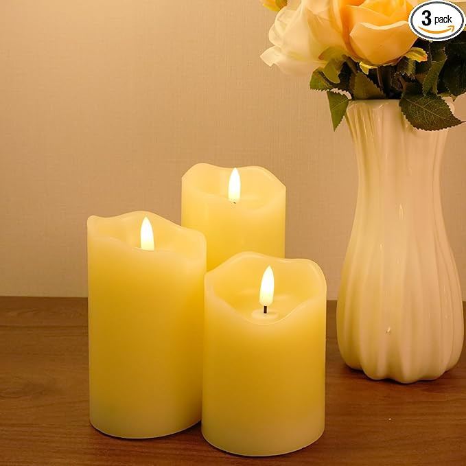 Flameless Candles with Remote - Realistic 3D Flickering LED Candles, Timer & 3 Sizes (4”/5”/6... | Amazon (US)