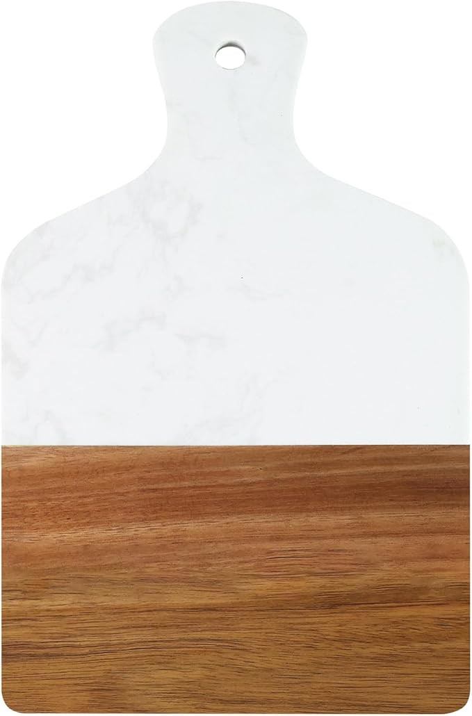 Marble Cutting Board, Charcuterie Board with Handle, Marble and Acacia Tray for steak, cheese, ha... | Amazon (US)