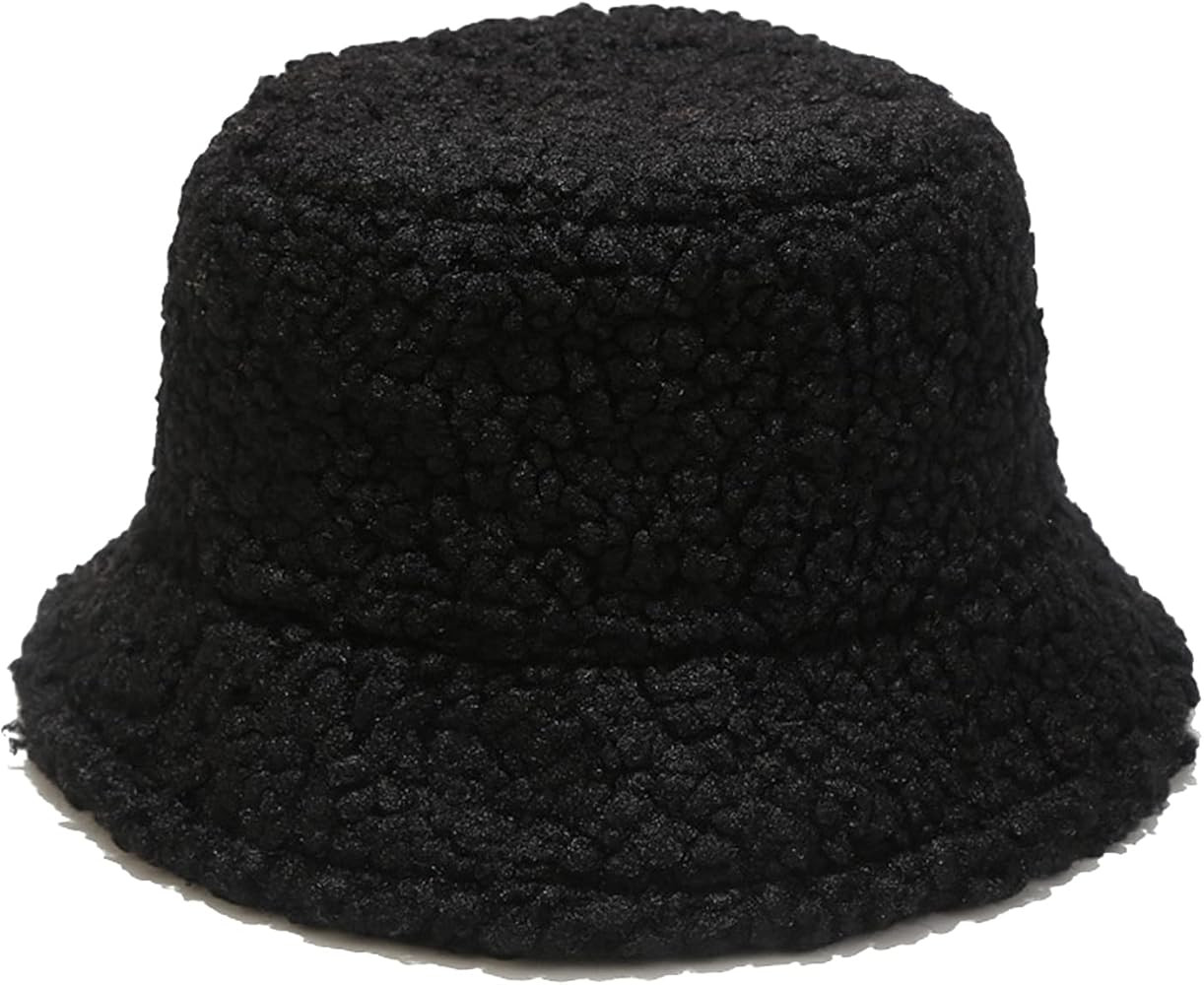 Winter Warm Plush Fuzzy Bucket Hat Faux Fur Shearling Fisherman Hats for Women | Amazon (US)