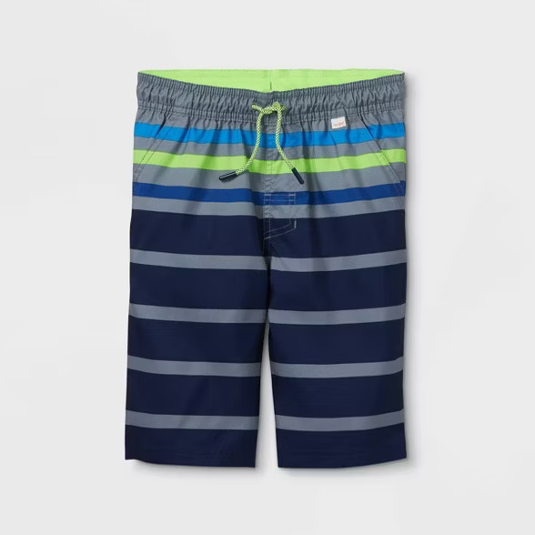 Boys' Striped Swim Trunks - Cat & Jack™ Gray | Target