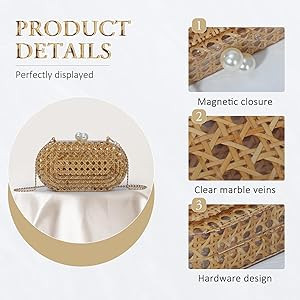 Fecialy Women Acrylic Clutch Purse Rattan Woven Pattern Handbag Shell Shape Crossbody Bag Chic Ev... | Amazon (US)