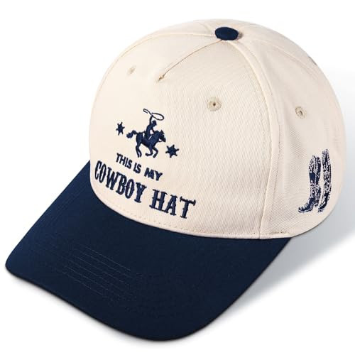 JaGely Vintage Trucker Hat Cute Western Trucker Hat Country Retro Embroidered Cowboy Cap Adjustable for Women Men Gifts (Navy) | Amazon (US)