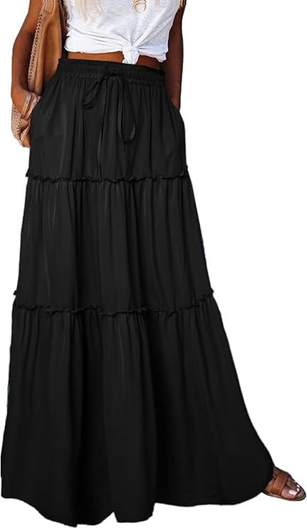 EARKOHA Womens Casual High Waist Tie Paisley Print Long Maxi Skirt with Pockets | Amazon (US)