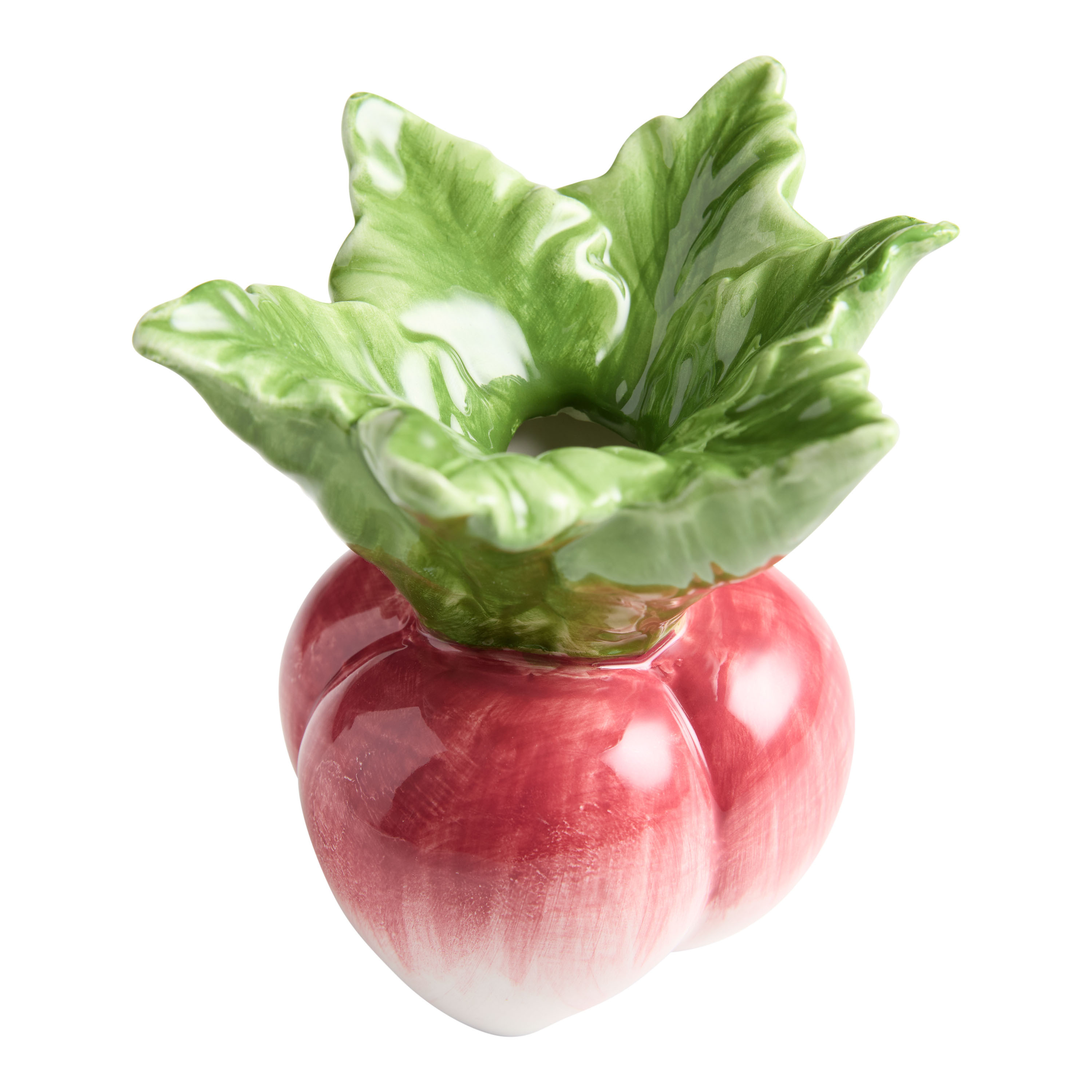 Green and Pink Ceramic Radish Hand Painted Figural Vase | World Market
