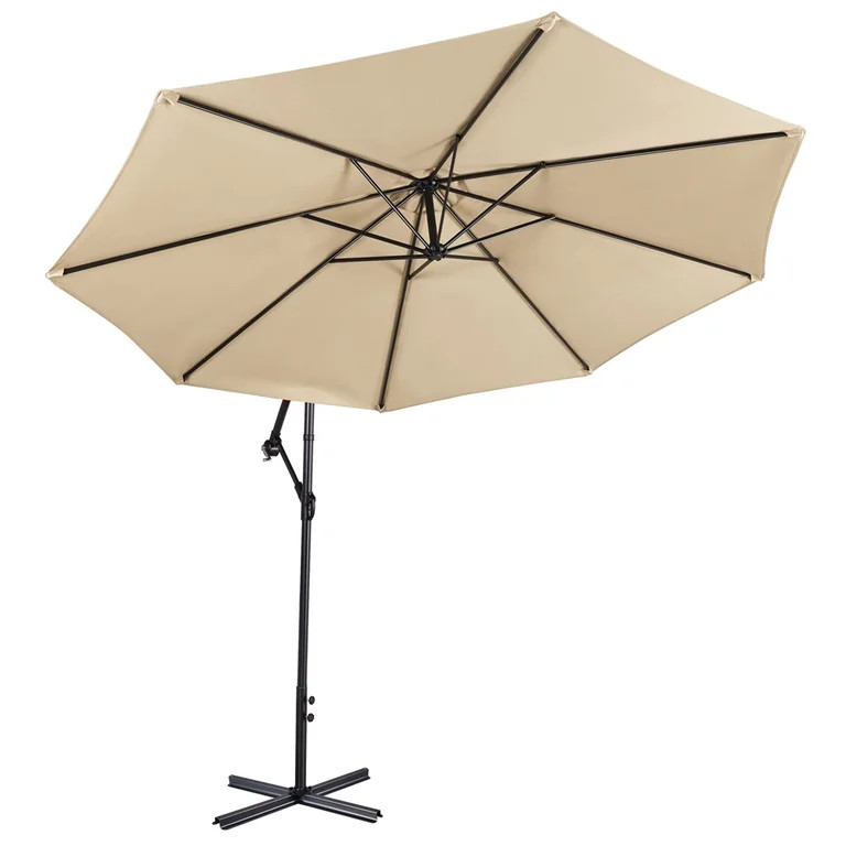 Renwick 10 Ft Patio Offset Umbrella with Crank and Base Stand, Tan | Walmart (US)