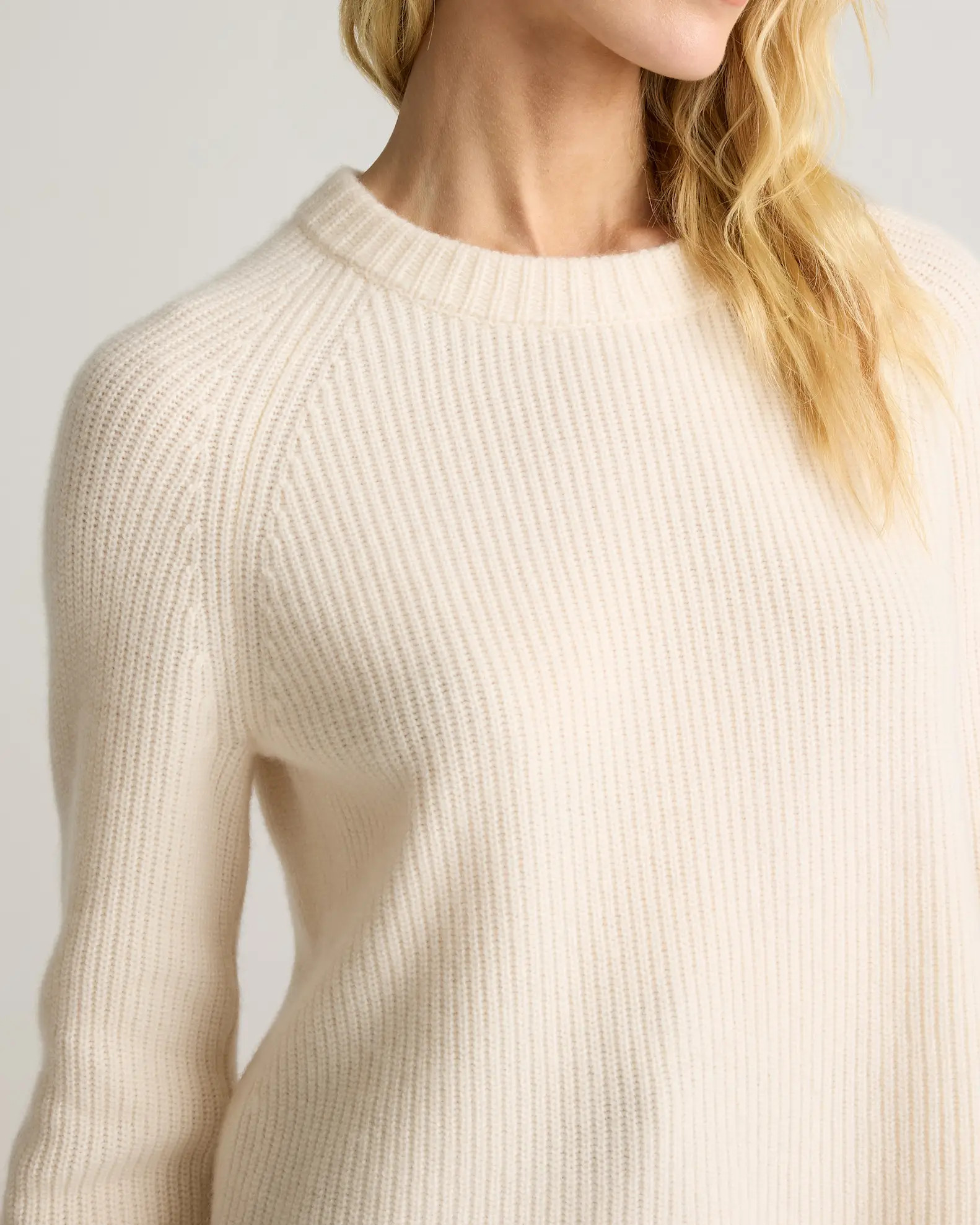 Mongolian Cashmere Fisherman Crewneck Sweater in Ivory | Quince