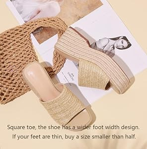 Platform Slip on Espadrille Sandals for Women Wedges Slides Bohemia Sandals Flatform Open Toe Bea... | Amazon (US)