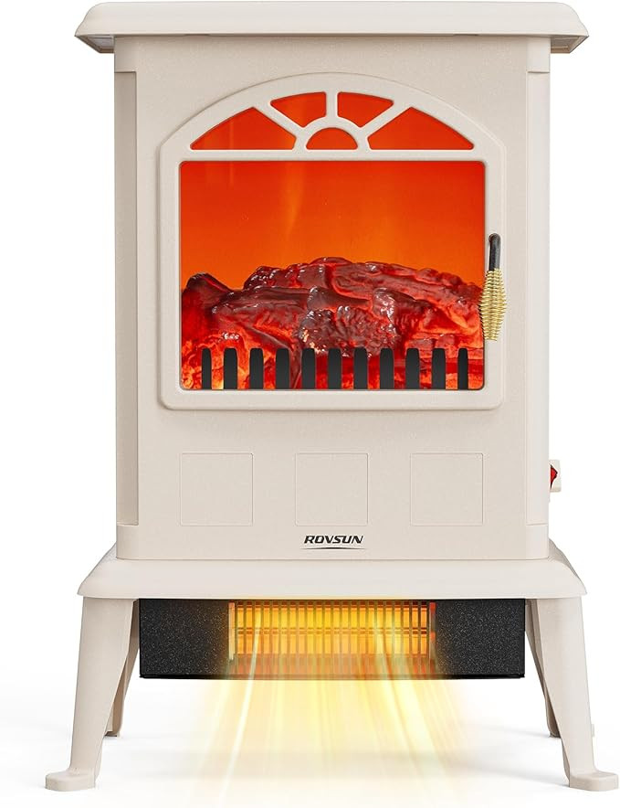 ROVSUN 22.4”H Electric Fireplace Stove w/Realistic Flame Effect, Infrared Quartz Freestanding H... | Amazon (US)