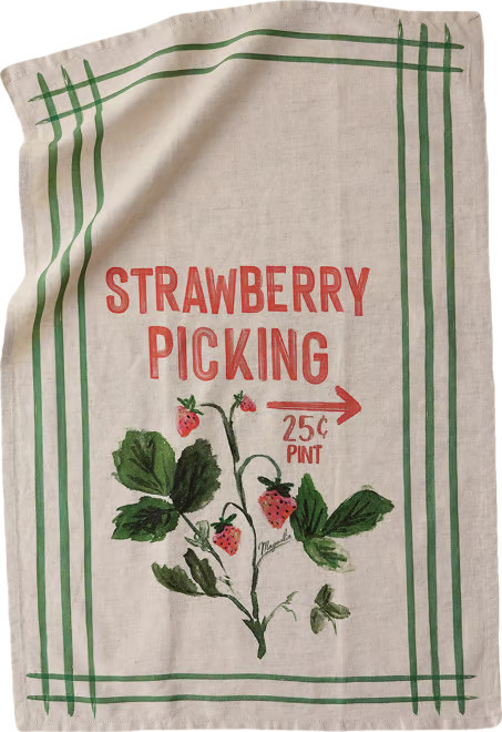 Magnolia Strawberry Picking Tea Towel | Magnolia