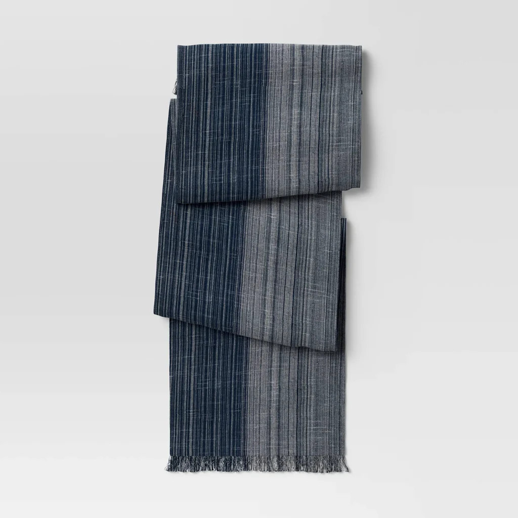 Threshold 72"" x 14"" Cotton Striped Table Runner - Navy Blue | REBEL (formerly Rebelstork)