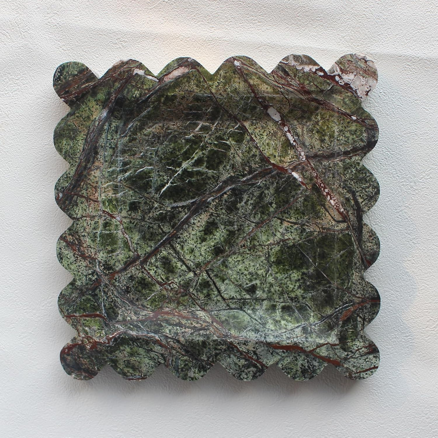 Natural Luxury Marble Tray with Scalloped Edge, Handmade Square Decorative Tray, Catch All Tray f... | Amazon (US)