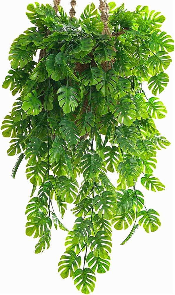 CATTREE Artificial Monstera Vines 2 Pack, Fake Ivy Tropical Leaf Jungle Leaves Plant Vine Greener... | Amazon (US)