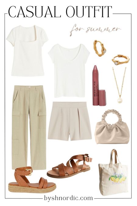 This summer outfit feature white tops, neutral sandals, chic accessories and more! #summerstyle #beautypicks #casuallook #outfitidea

#LTKstyletip #LTKFind #LTKSeasonal