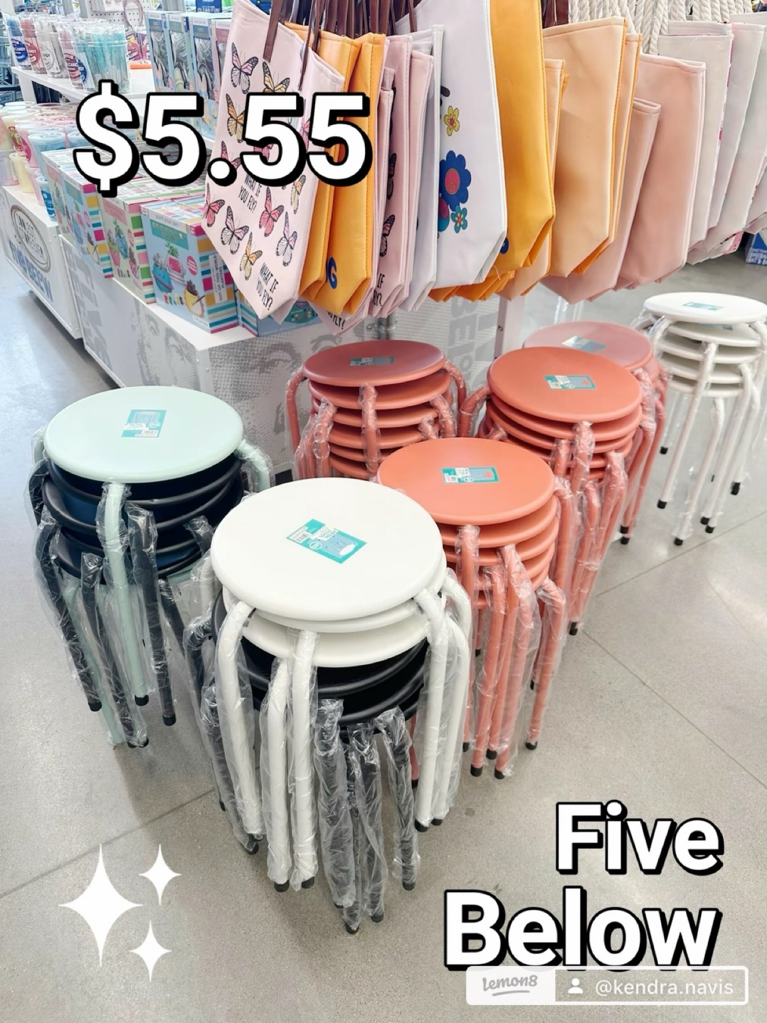 Colored Stools at Five Below for $5.55/each - Classroom Decor, Patio, Bedroom