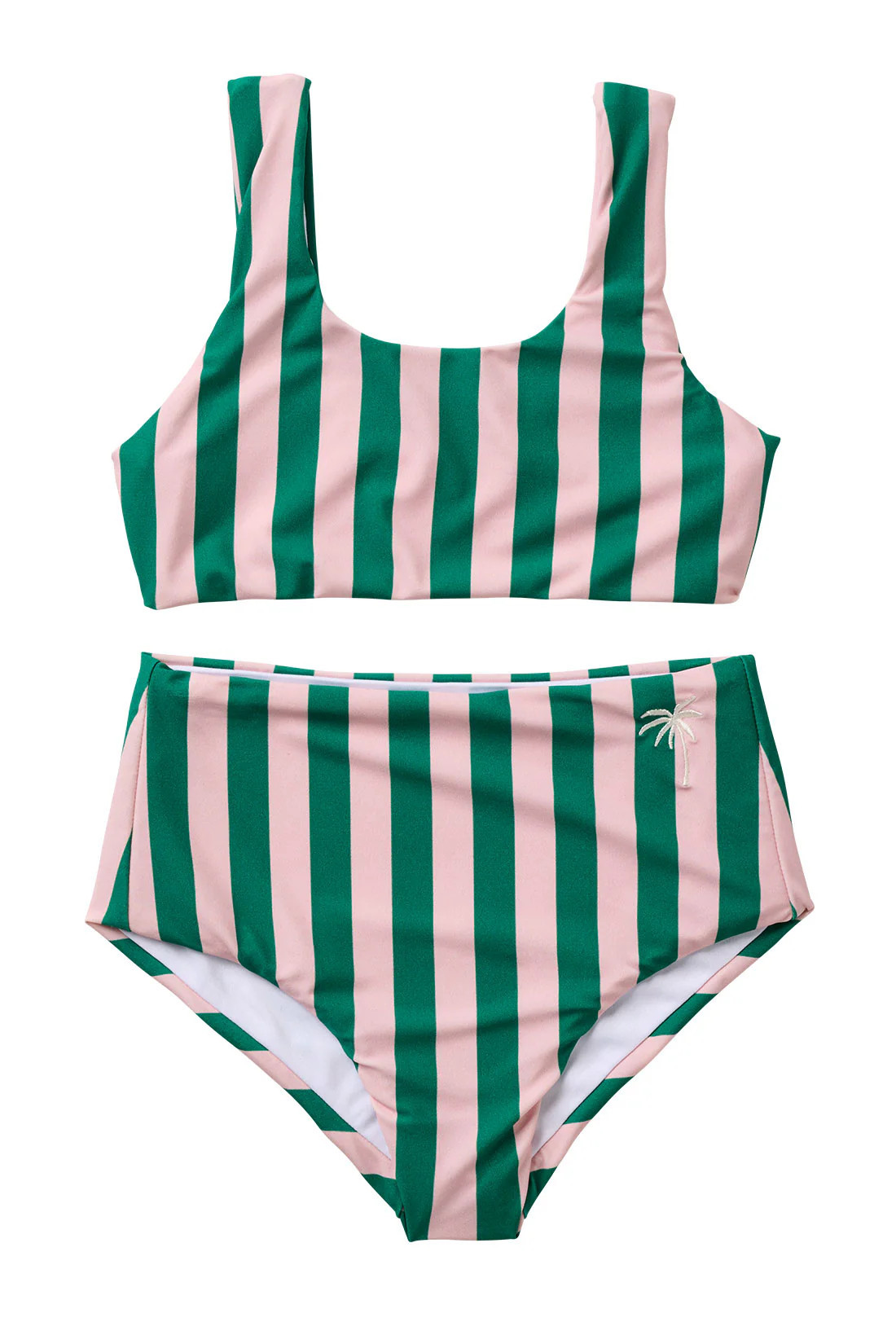 Cabana Stripe Two Piece Swimsuit / Pink Palms | Seaesta Surf