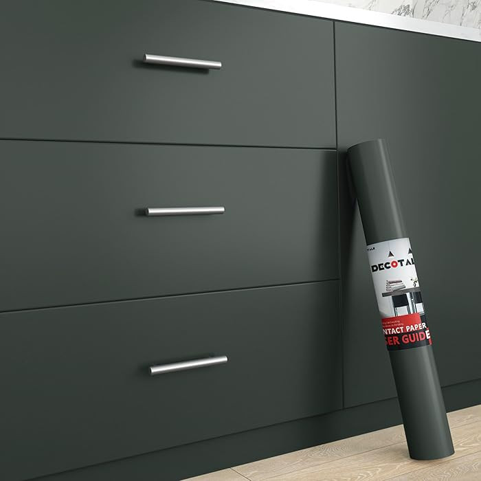 Decotalk Green Wallpaper Dark Green Peel and Stick Contact Paper for Cabinets SolidGreen Vinyl Wa... | Amazon (US)