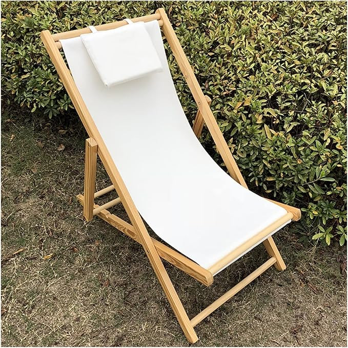 LEIYAN Beach Chair Wood Chair Adjustable Folding Lounger,Wooden Deck Chair Comfortable Garden Lou... | Amazon (US)