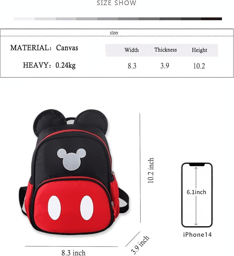 Cute Mini Backpacks, Red Cartoon Bag, Mouse Ears Bowknot Travel Daypack | Amazon (US)