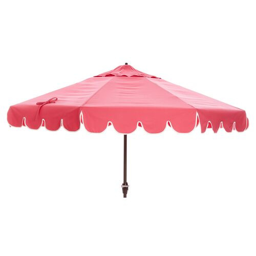 Phoebe Scallop-Edge Patio Umbrella, Hot Pink | One Kings Lane