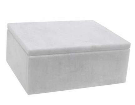 KhanImports Decorative White Marble Box, Stone Box with Lid - Rectangular, 5 Inch | Amazon (US)
