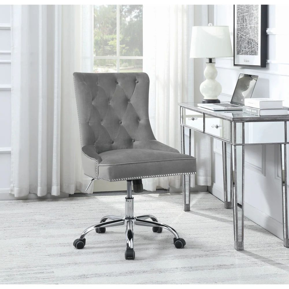 Grey and Chrome Swivel Office Chair - 22" x 28" x 34.50" (Grey - No - Swivel/Executive Chairs - Mode | Bed Bath & Beyond