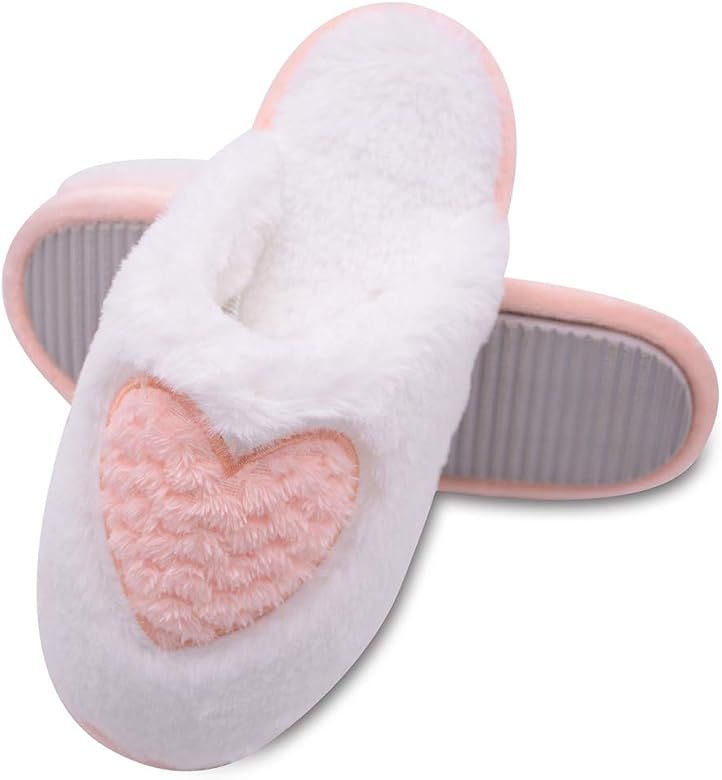 Women’s Warm Memory Foam Slippers Wool-Like Plush Fleece House Shoes Indoor&Outdoor,Non-Slip Ru... | Amazon (US)