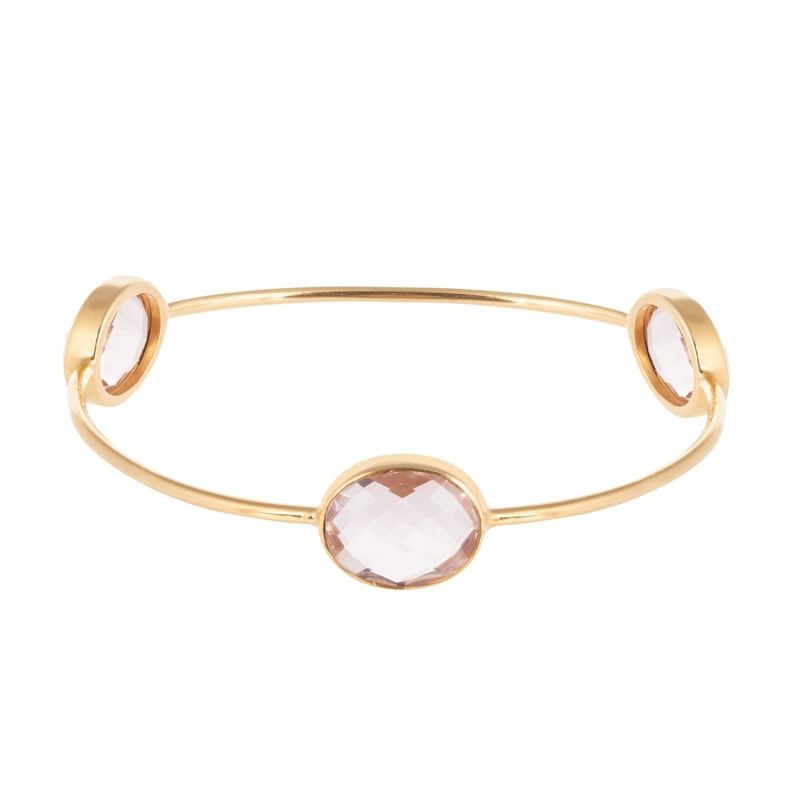 Sasha Gold Bangle With Pink Quartz | Wolf and Badger (Global excl. US)