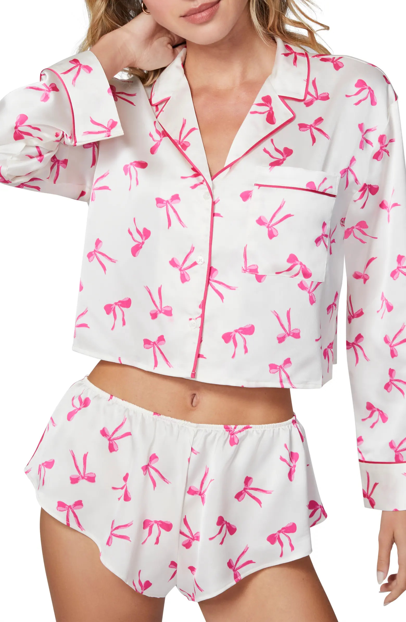Satin Sleep Crop Pajama Top | Nordstrom